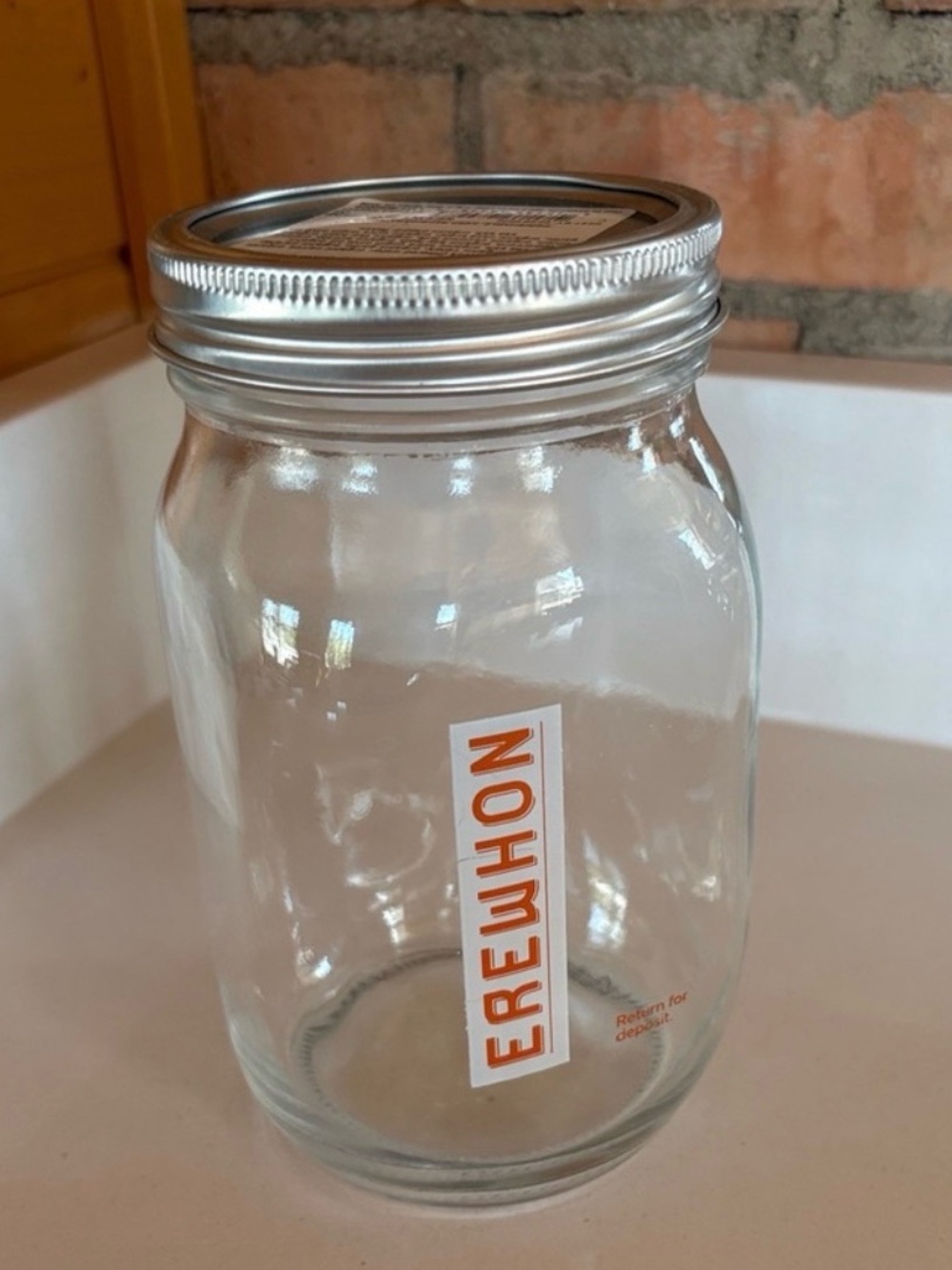 Erewhon Clear Glass Mason Jar with Silver Lid - Clear